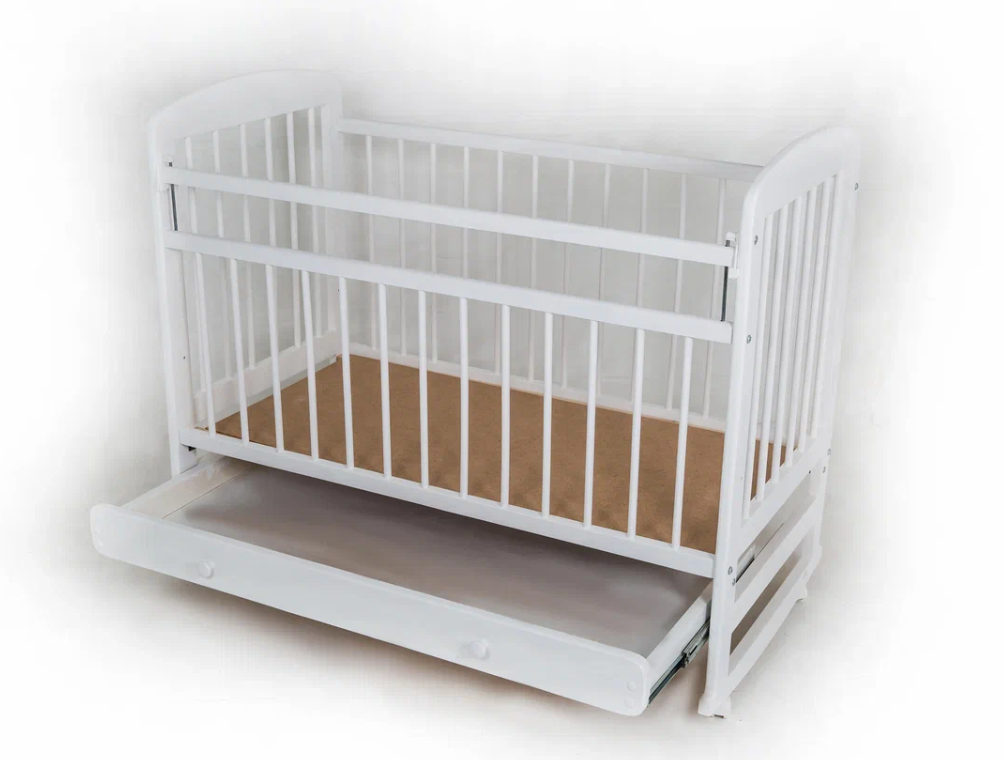 Кроватка детская Мишутка №8 колесо/качалка/ящик