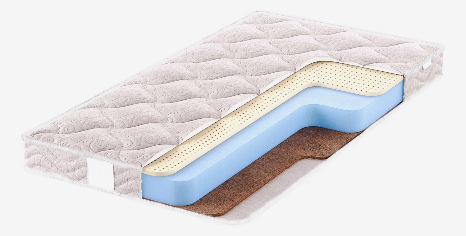 Матрас Farfello "LUXE" 12 см стеганый трикотаж, Форплит, латекс, кокос 1 ст. 