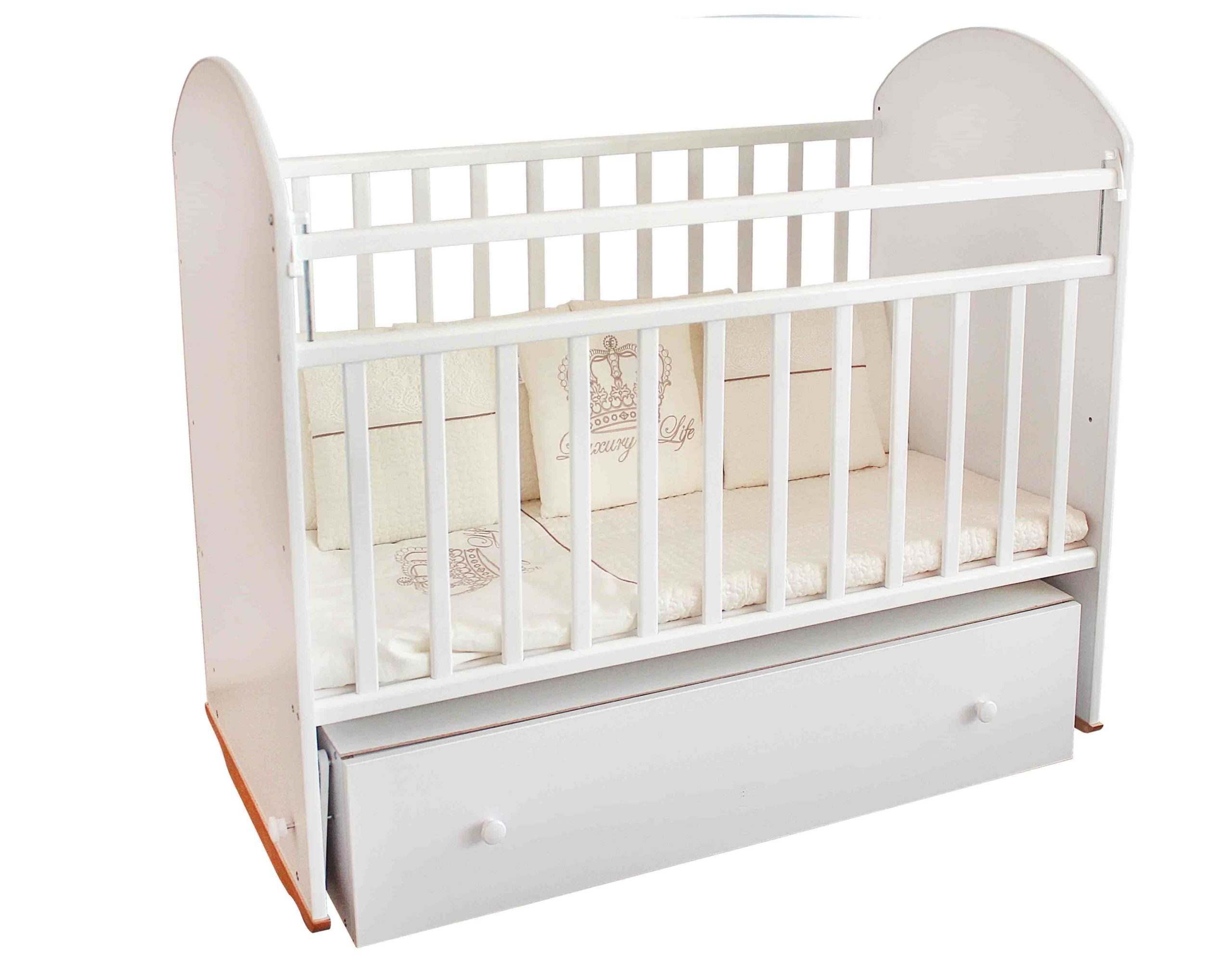 Кроватка детская 4Baby F7kkym колесо/качалка+ящик+маятник