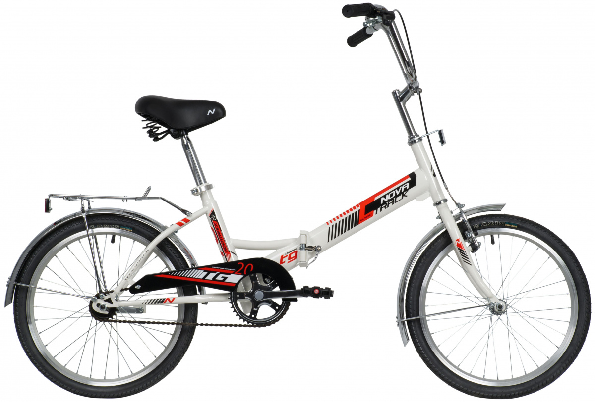 Велосипед NOVATRACK 20" складной, TG30, белый, торм 1руч и нож, двойной обод, сидение комфорт и руль